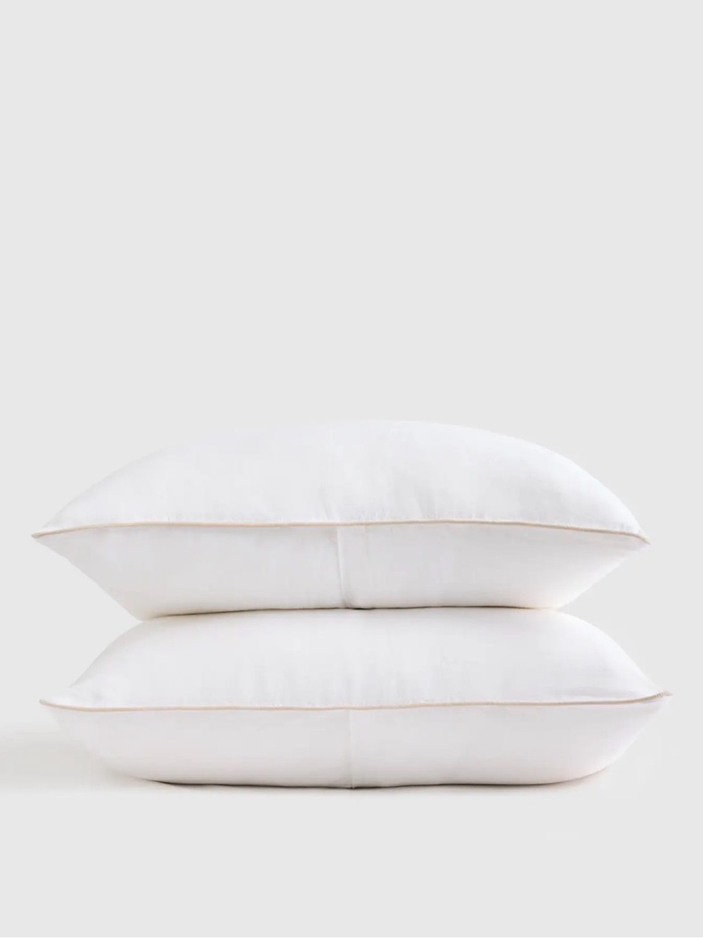 Linen White & Toffee Piped King Sham Set - Retail $50